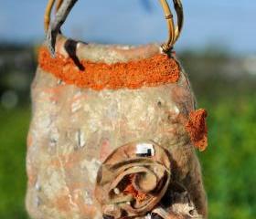 Felted Bag - Wool Hand Bags , Felted Wool Purse,Wet Felted Bags, Orange Bag. 