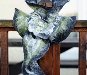Scarf. Felted Scarf. Nuno Felted Scarf. Neck Warmer Scarf