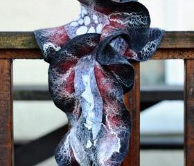 Scarf. Felted Scarf. Nuno Felted Scarf. Neck Warmer Scarf