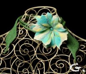 Felted flower necklace.Flower belt. Felted belt. Flower necklace